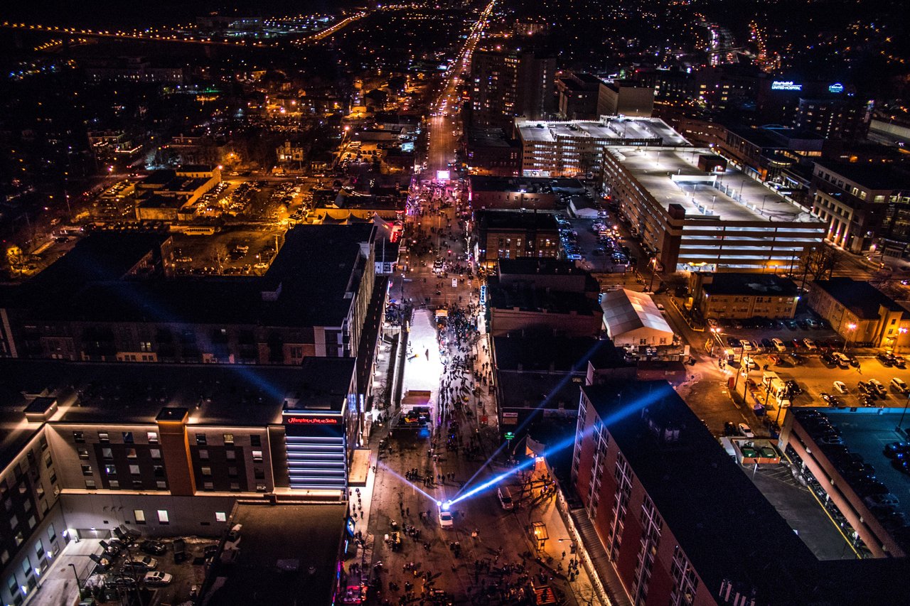 West Seventh Street Party Aerial Shot