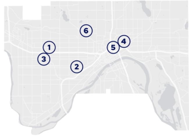 Highlighted Zoning Cases from 2021 Annual Report placed on a map