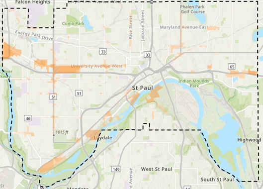 Figure 5: Properties Zoned Traditional Neighborhood (T1-T4)