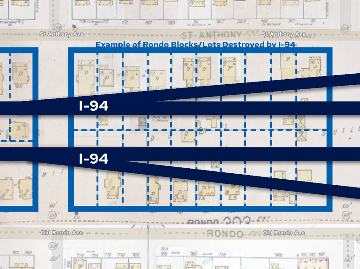 Figure 9: Example of Rondo Blocks/Lots Destroyed by I-94 