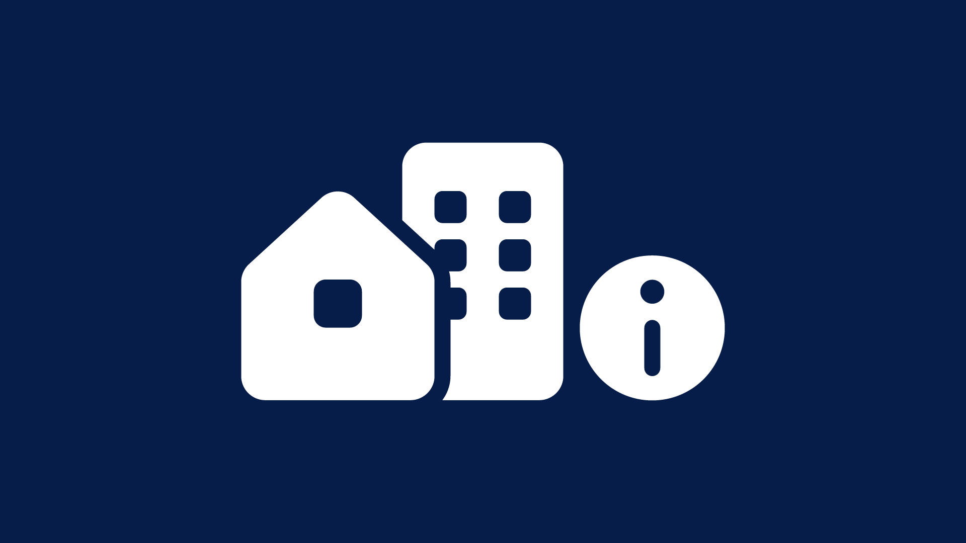 Icon of house, apartment, and information icon