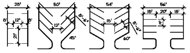 1 to 6 - Minimum layout dimensions for off street parking