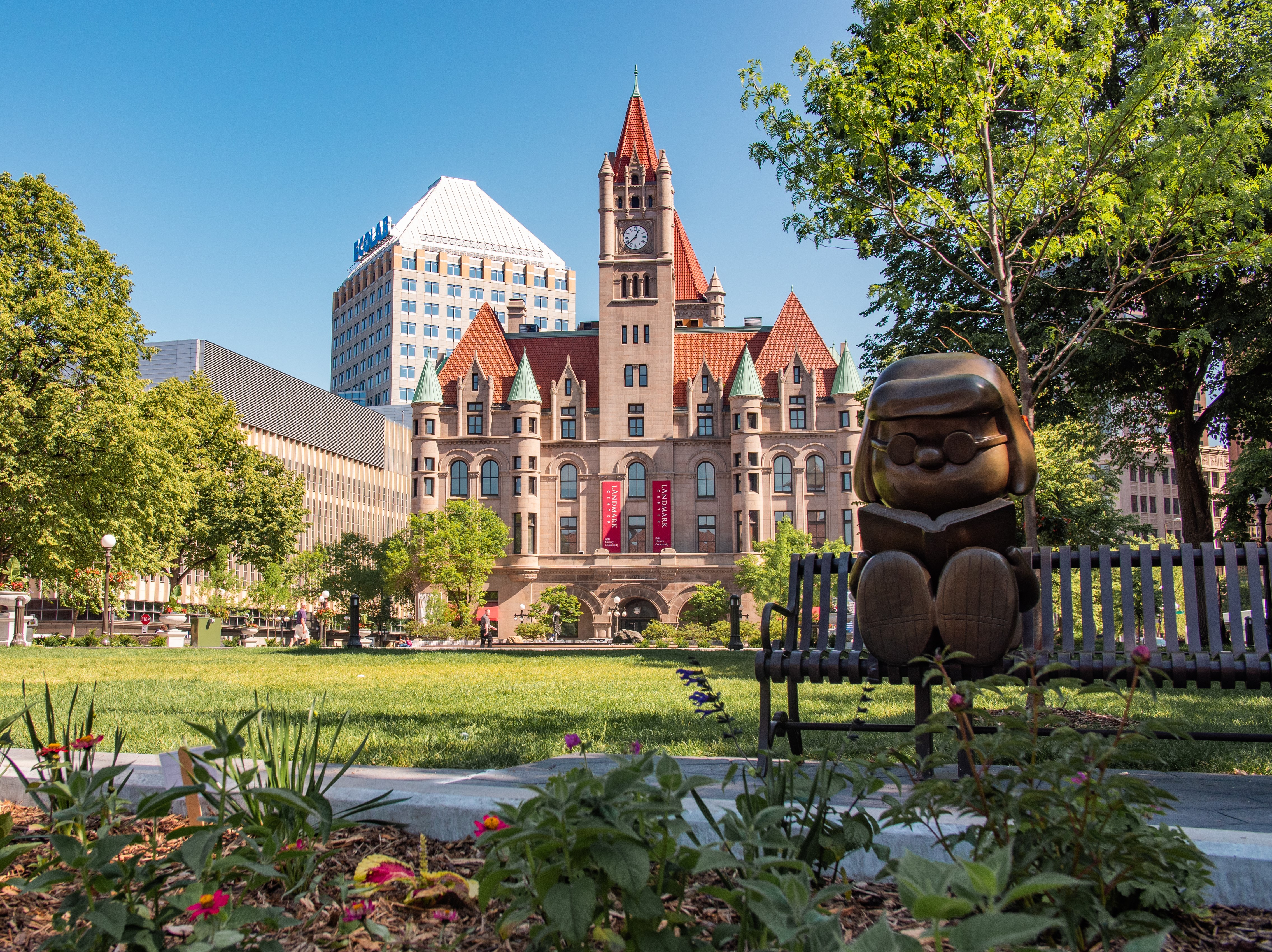 View of Rice Park and the Landmark Center
