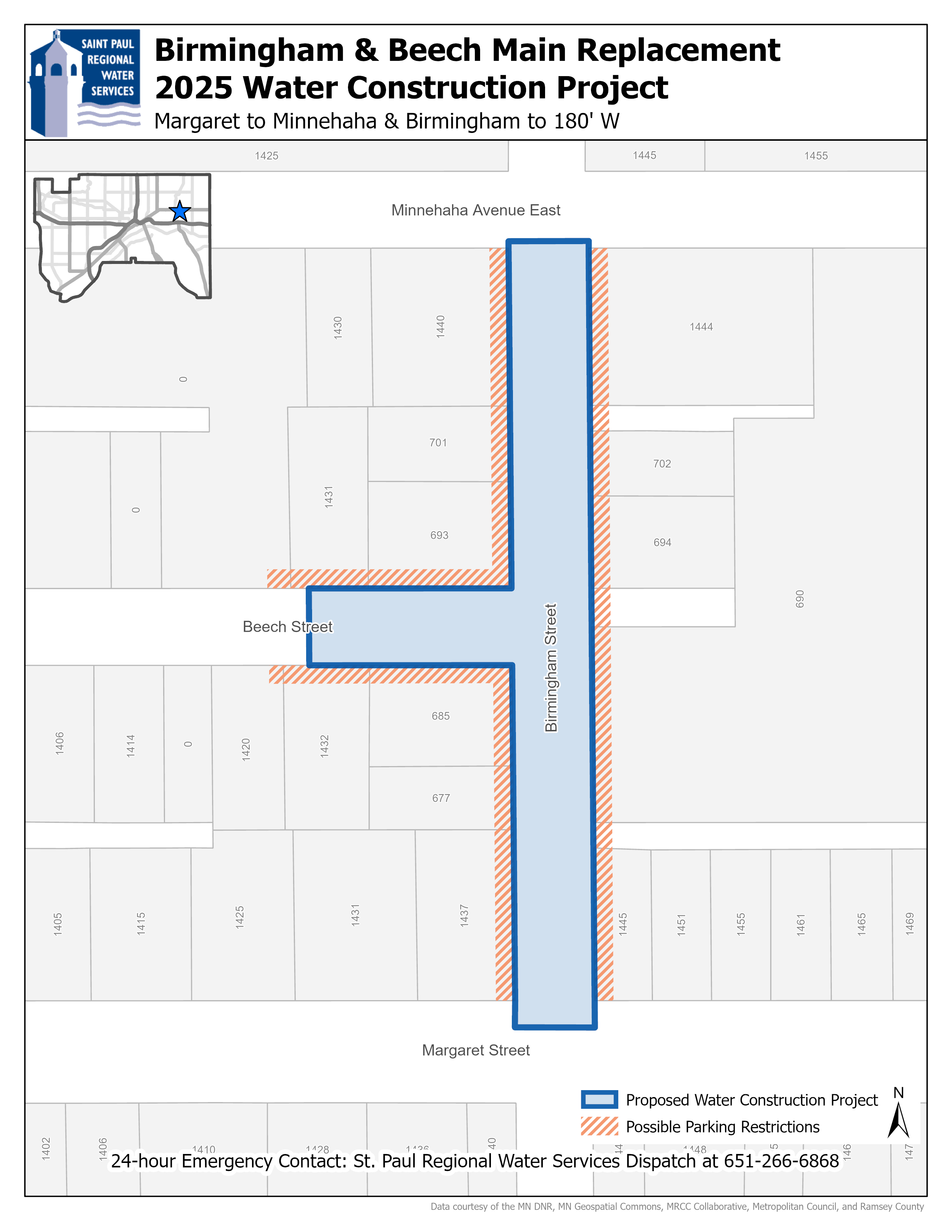 Project map for Birmingham and Beech main replacement projects