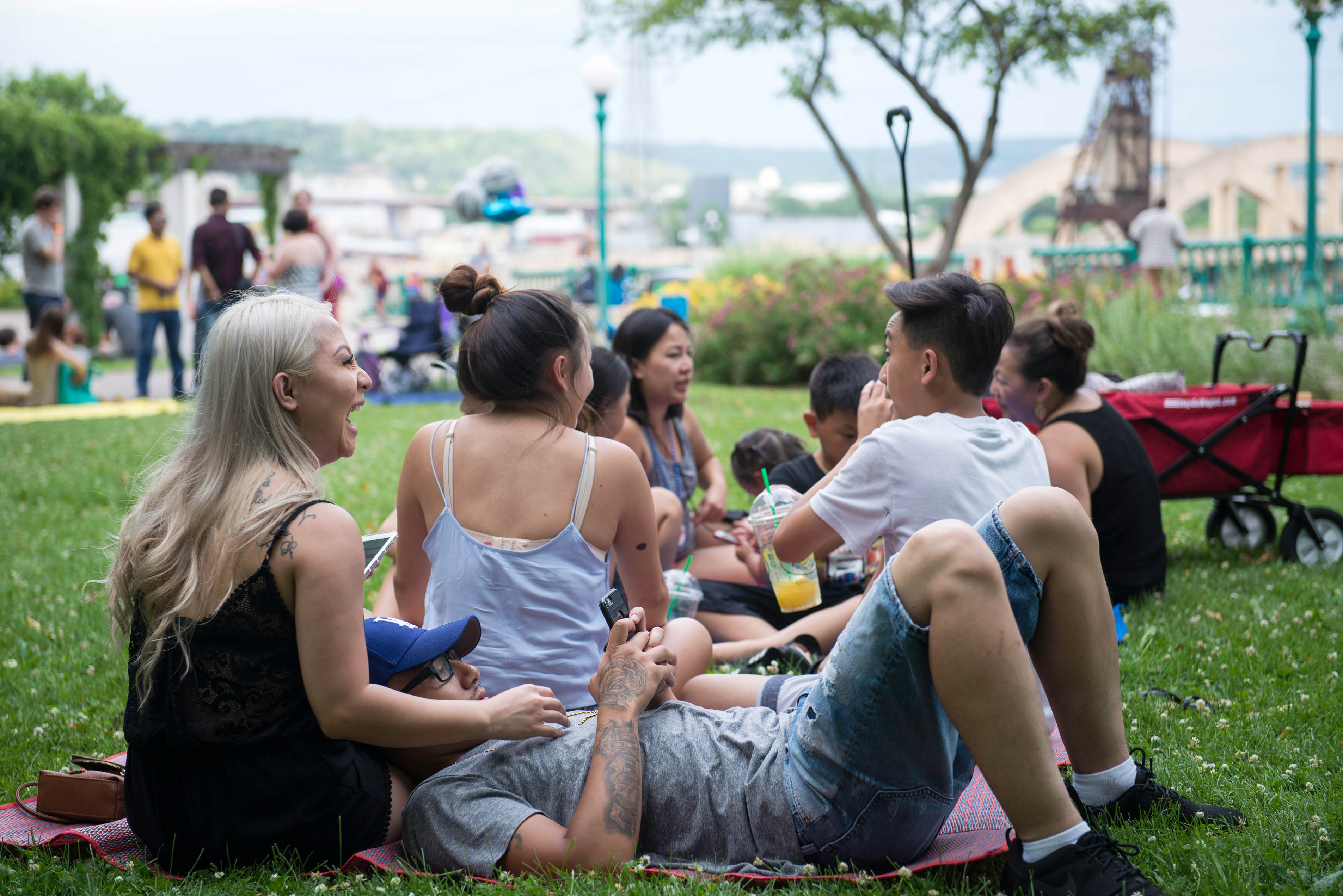 Gathering in Kellogg Mall Park