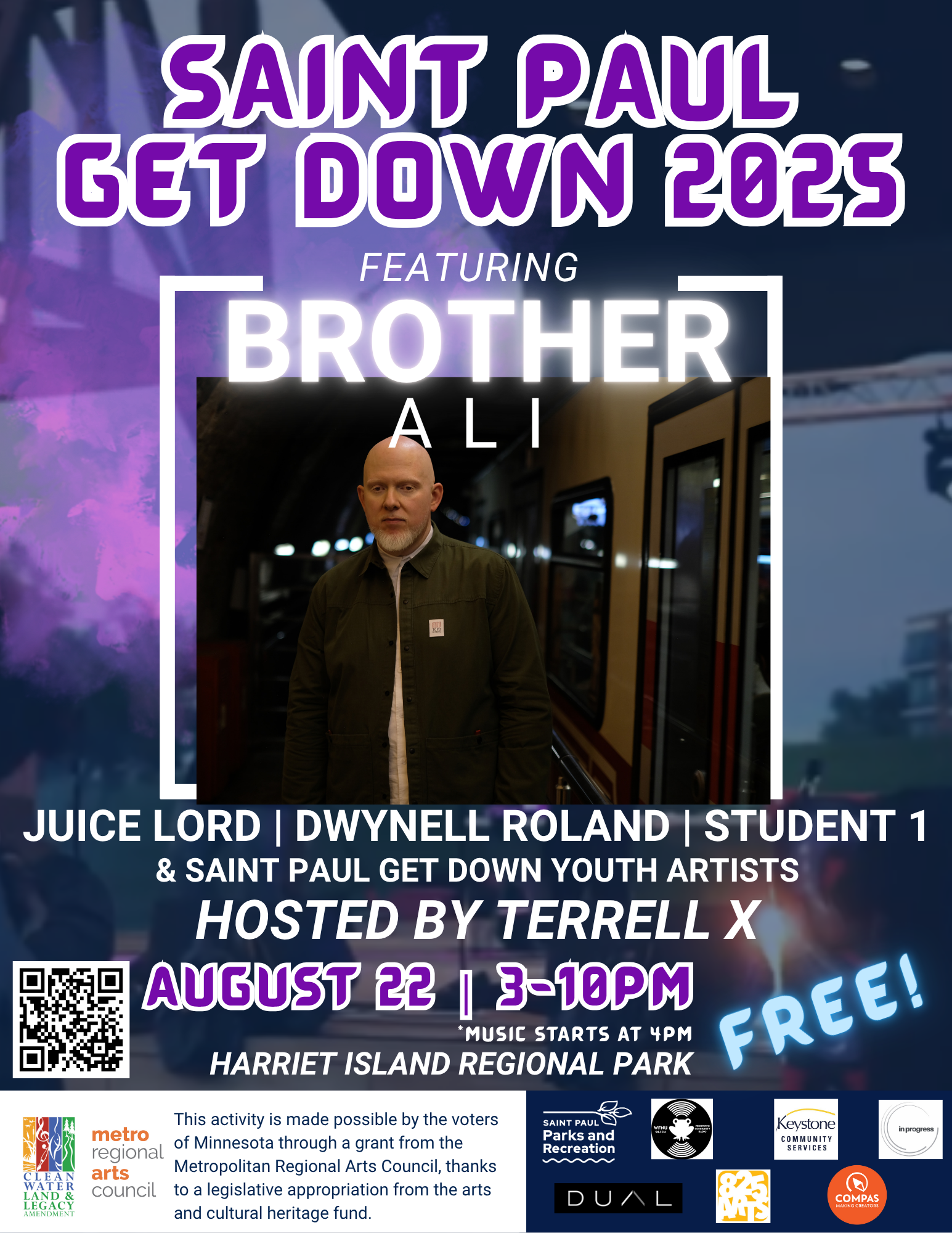Saint Paul Get Down 2025 Flyer for final performance 3 - 10 PM at Harriet Island Regional Park