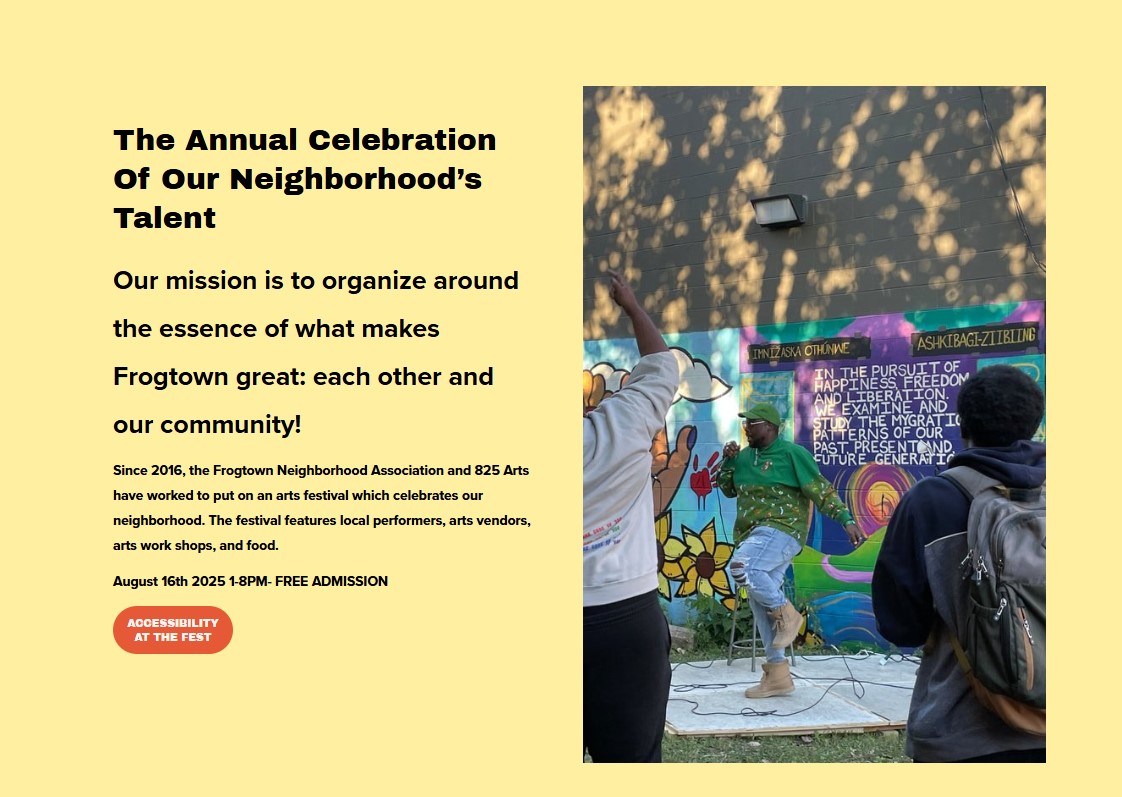 Website for Frogtown Arts Festival