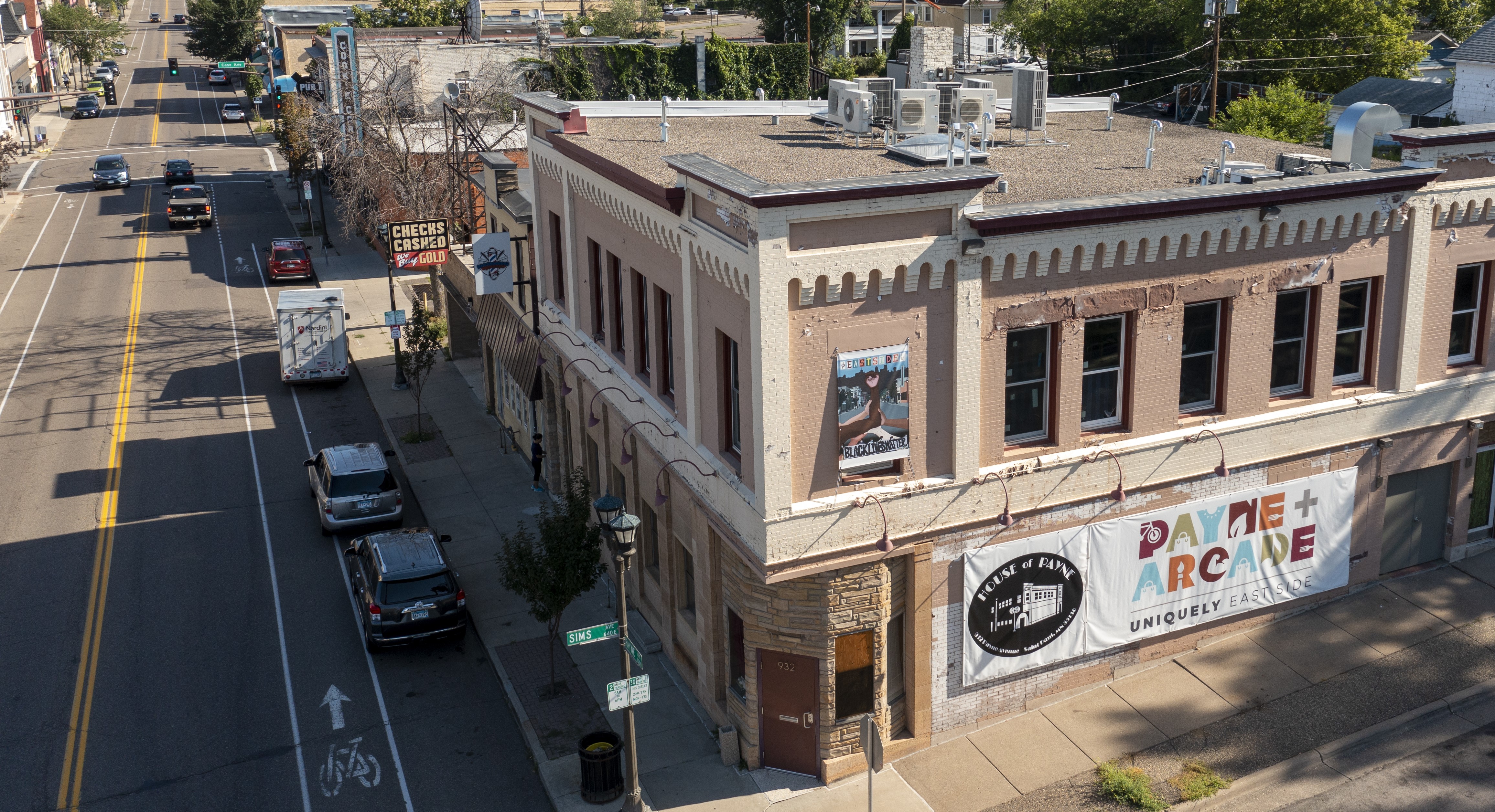 an aerial shot of a business on Payne Avenue