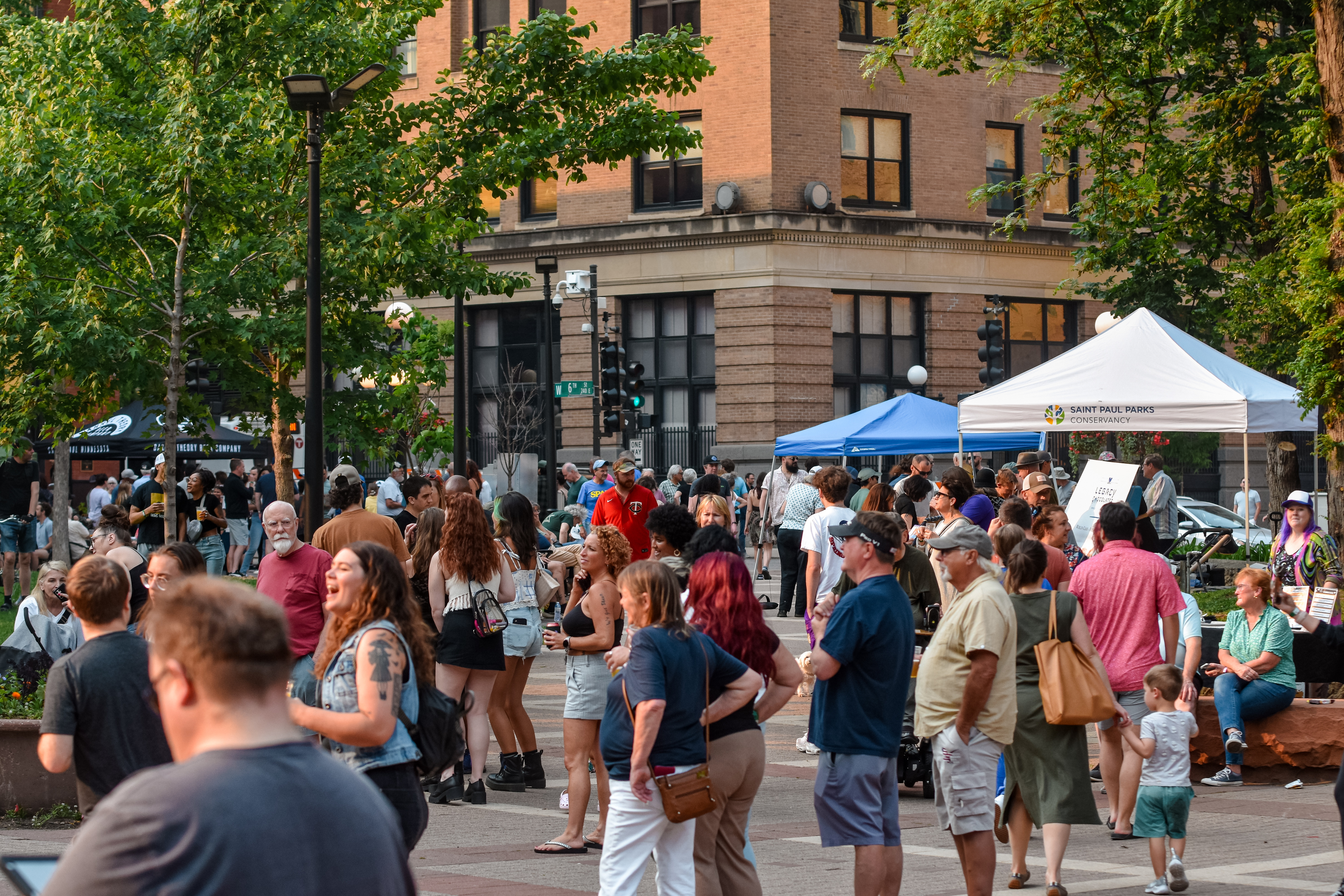 Mears Park on a busy night of music in the park