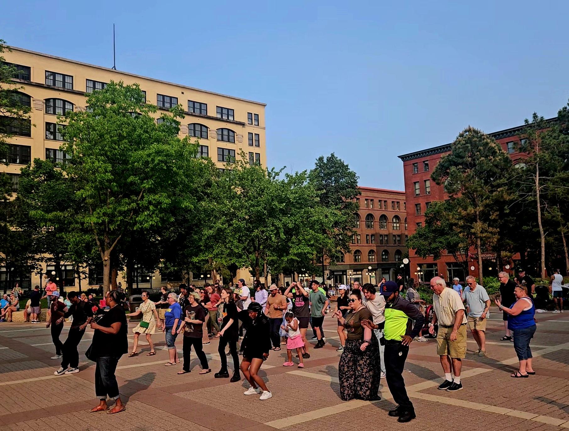 Mears Park Block Party people dancing