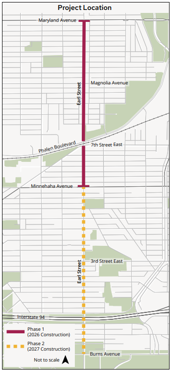 Map showing the Earl Street project area