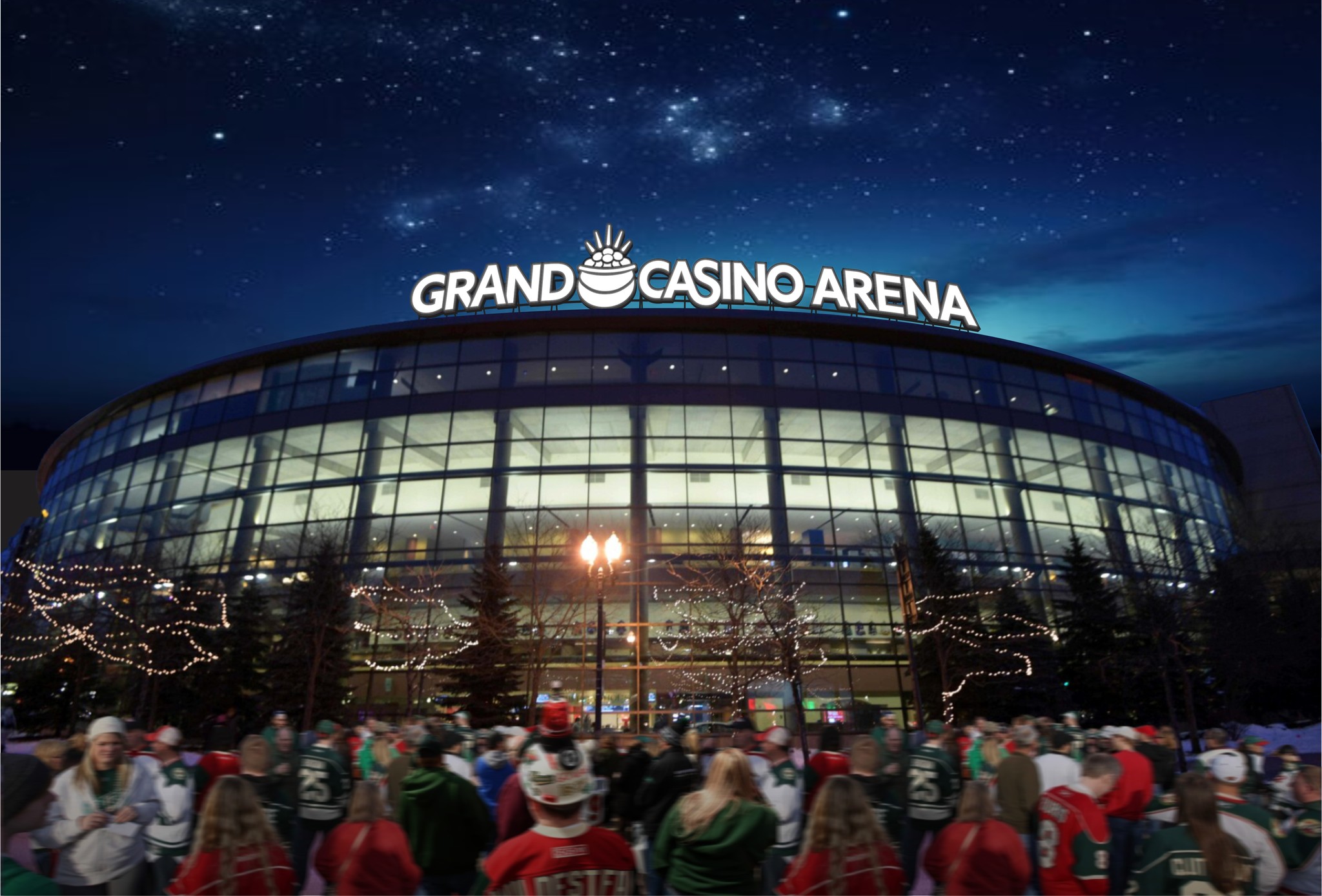 Grand Casino Arena at night