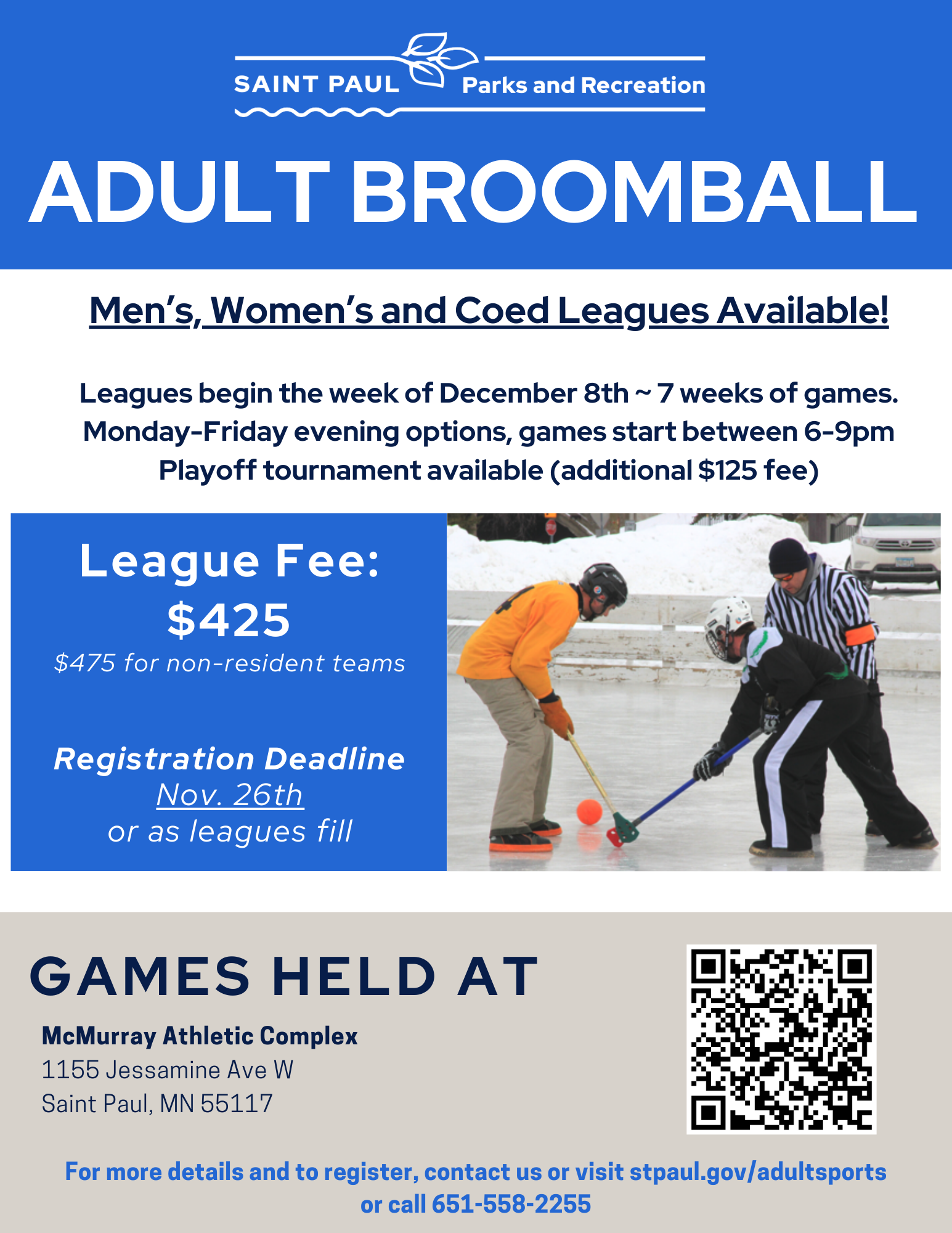 Adult Broomball 2025-26 Flyer