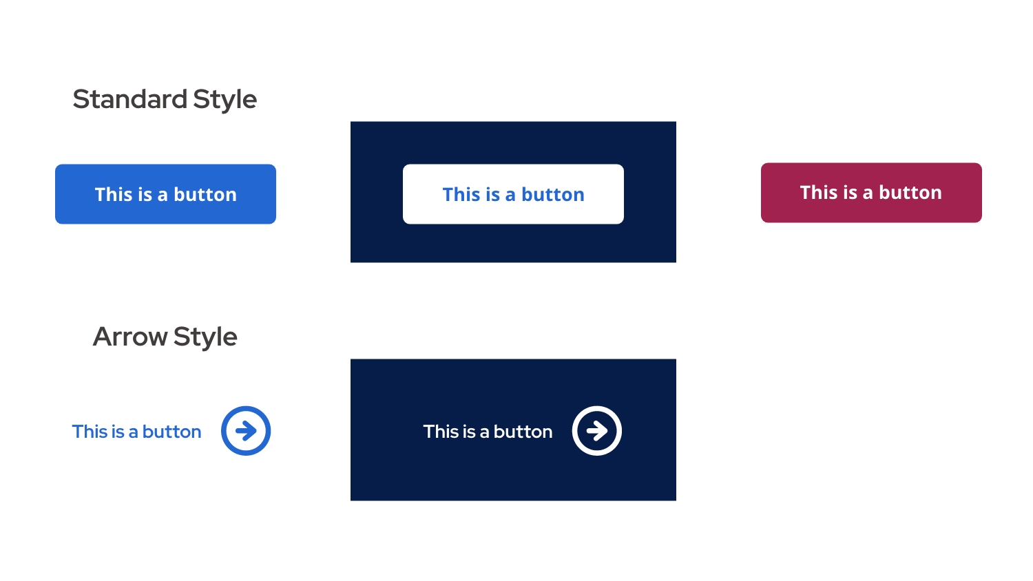 Button styles used in the design system 