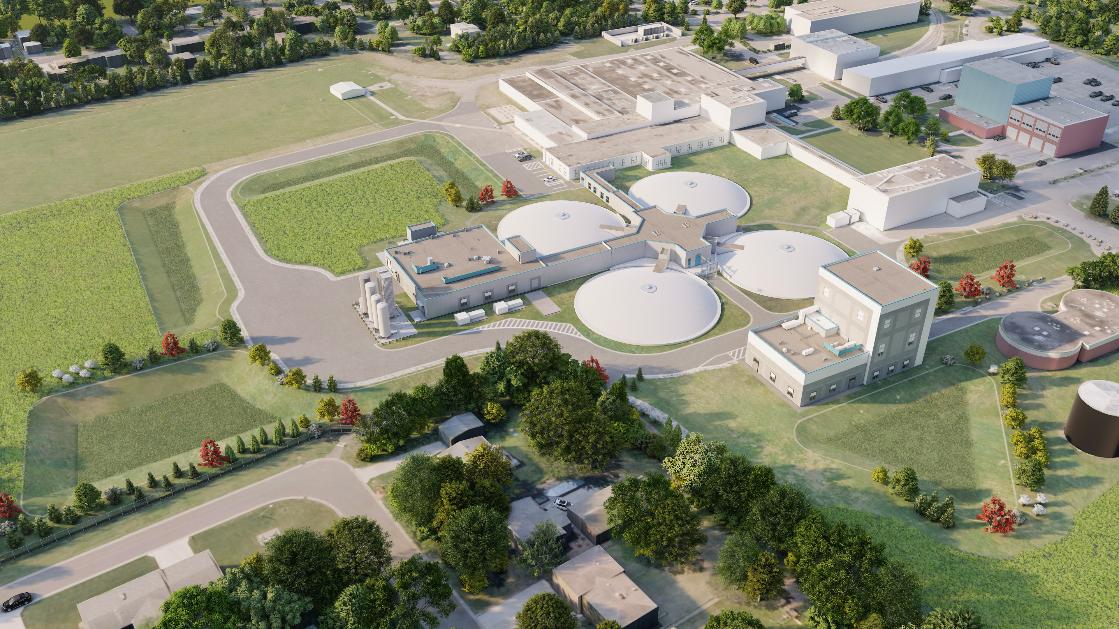 Render of aerial view of SPRWS campus and new treatment plant