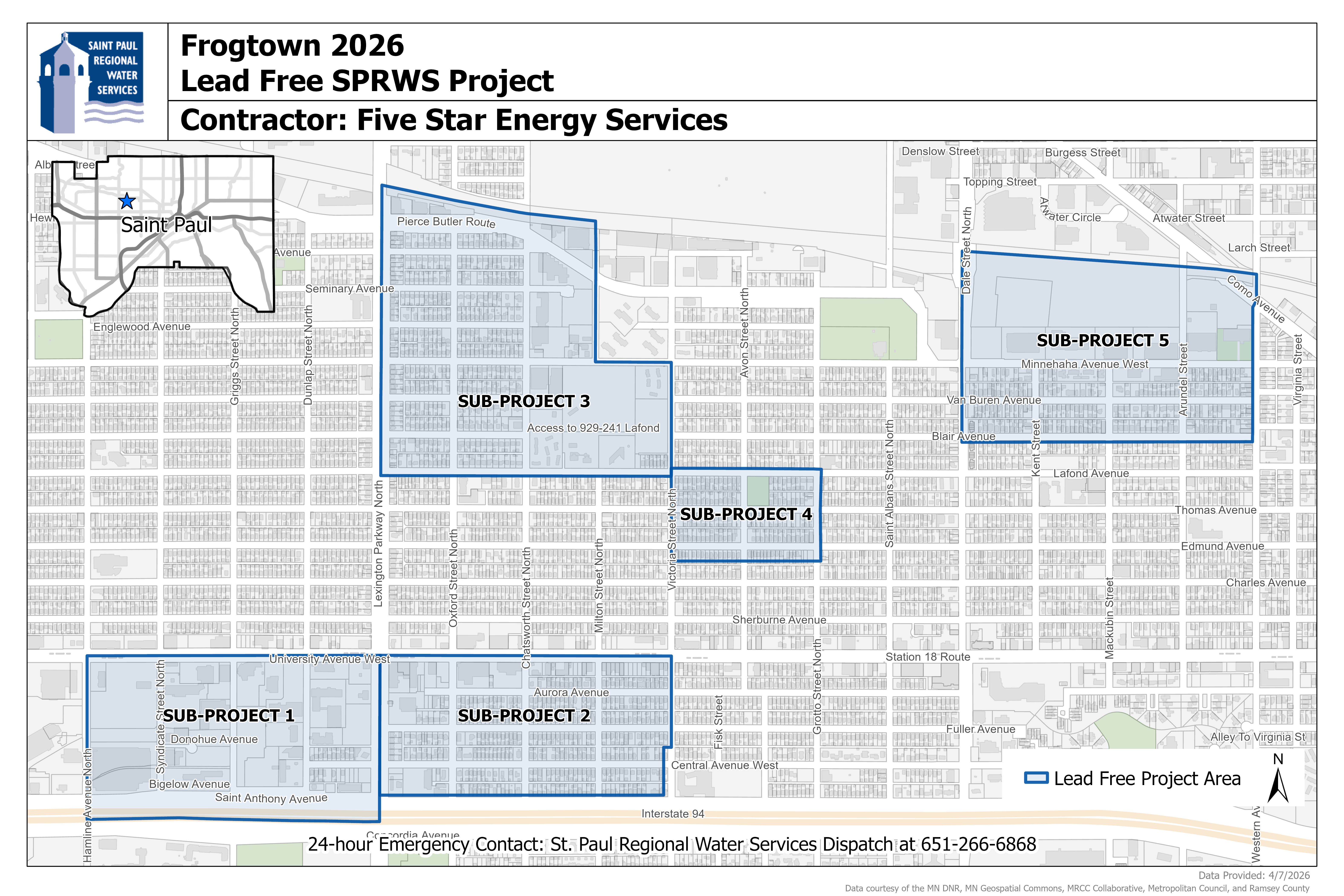 Frogtown 2026 Lead Free SPRWS Project Map