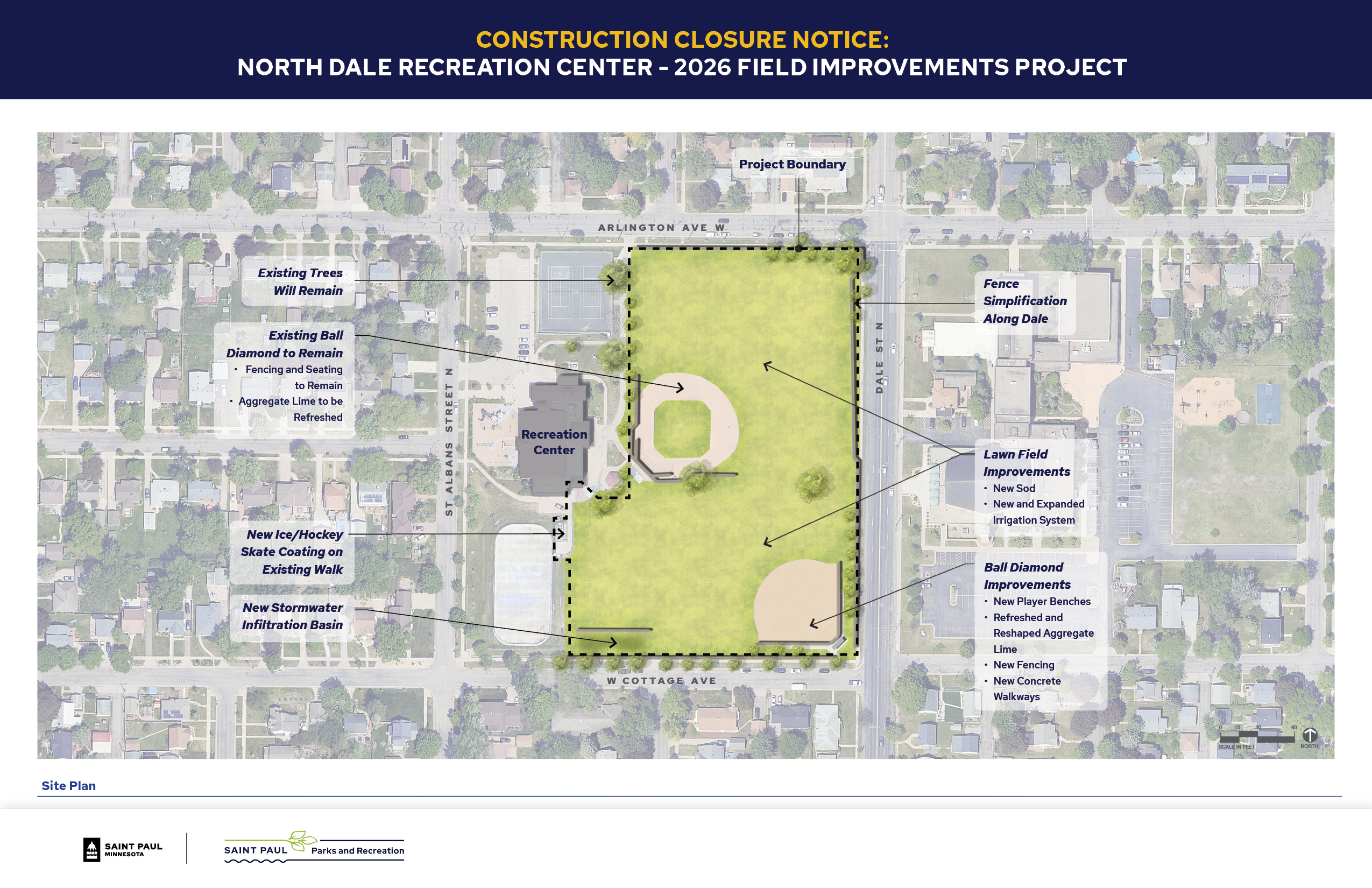 Field renovation to include new sod, irrigation, baseball diamond improvements.