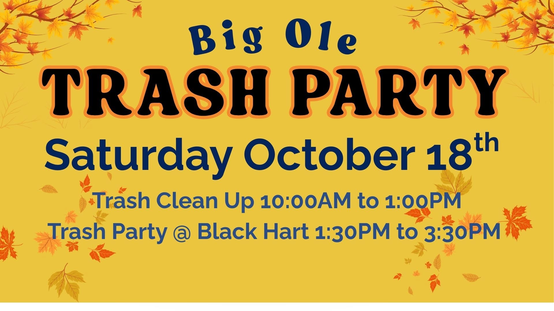 An infographic of Big Ole Trash Party
