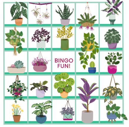 Houseplant BINGO square card graphic