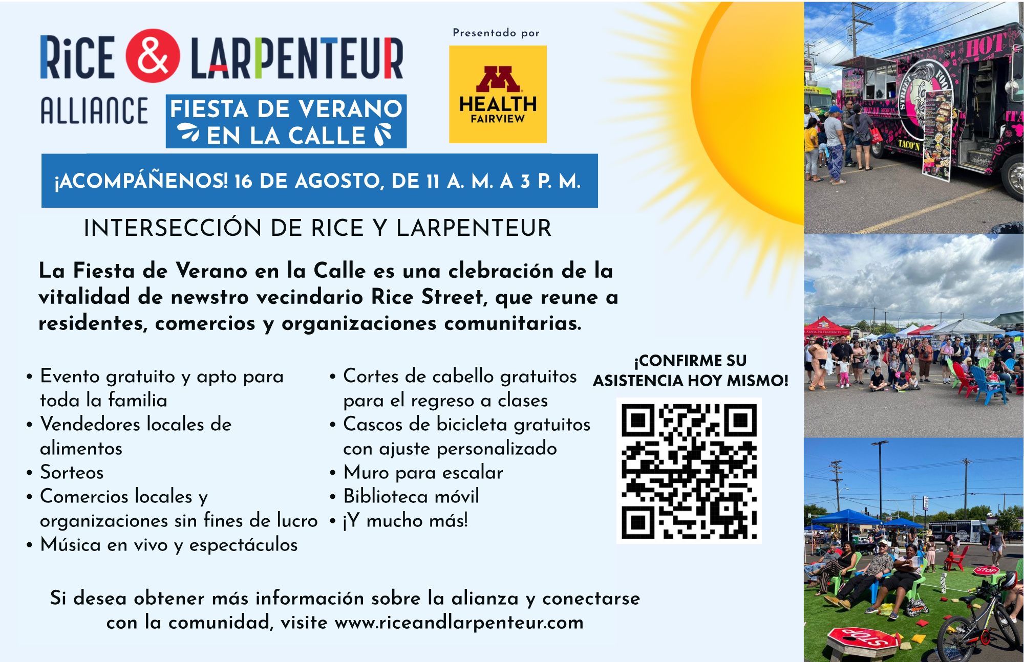 Infographic for Rice Larpenteur Rice Street Construction in Spanish