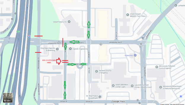 University Avenue July 1 Detour Map