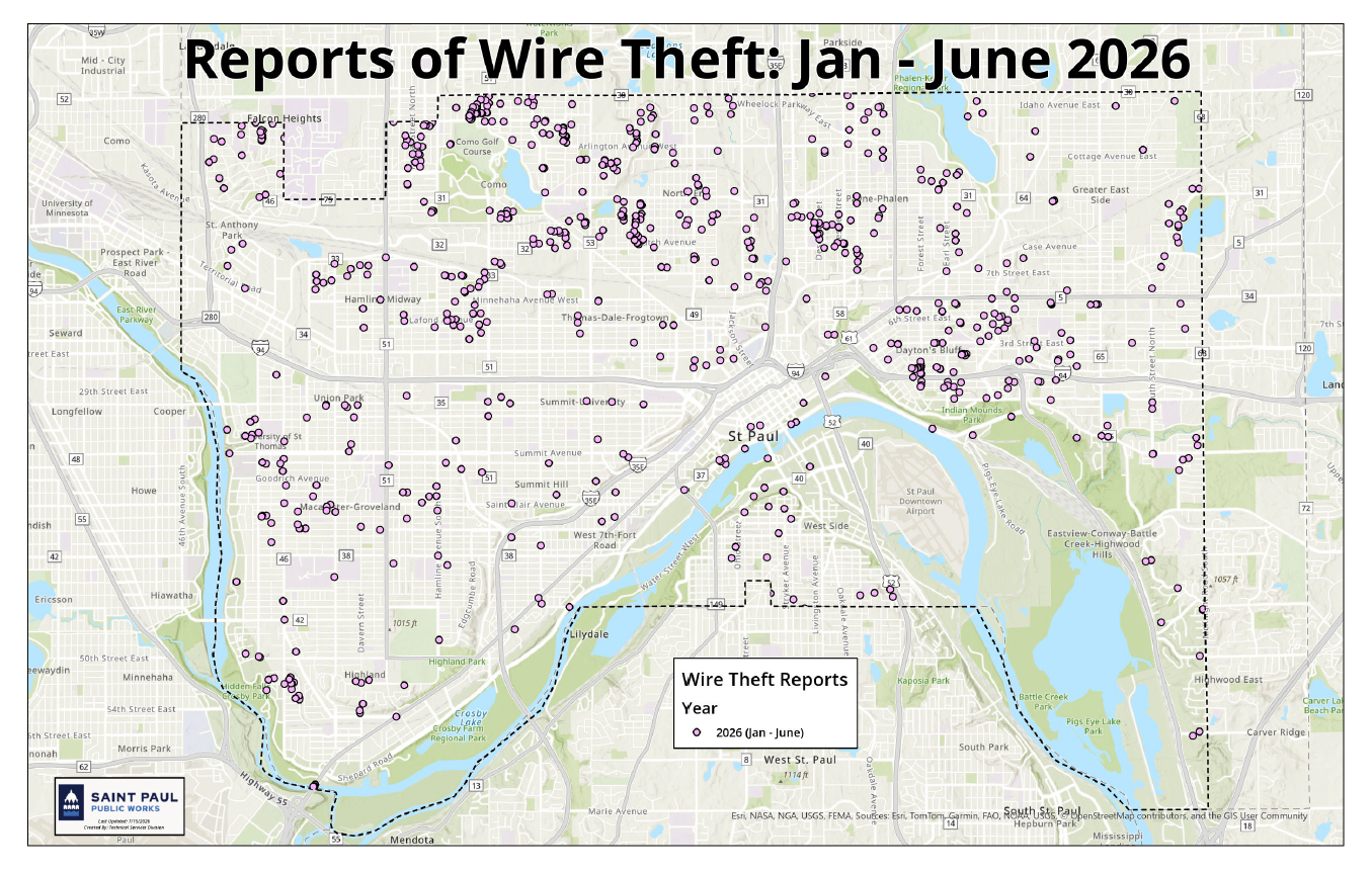 Map of 2026 Wire Theft Reports