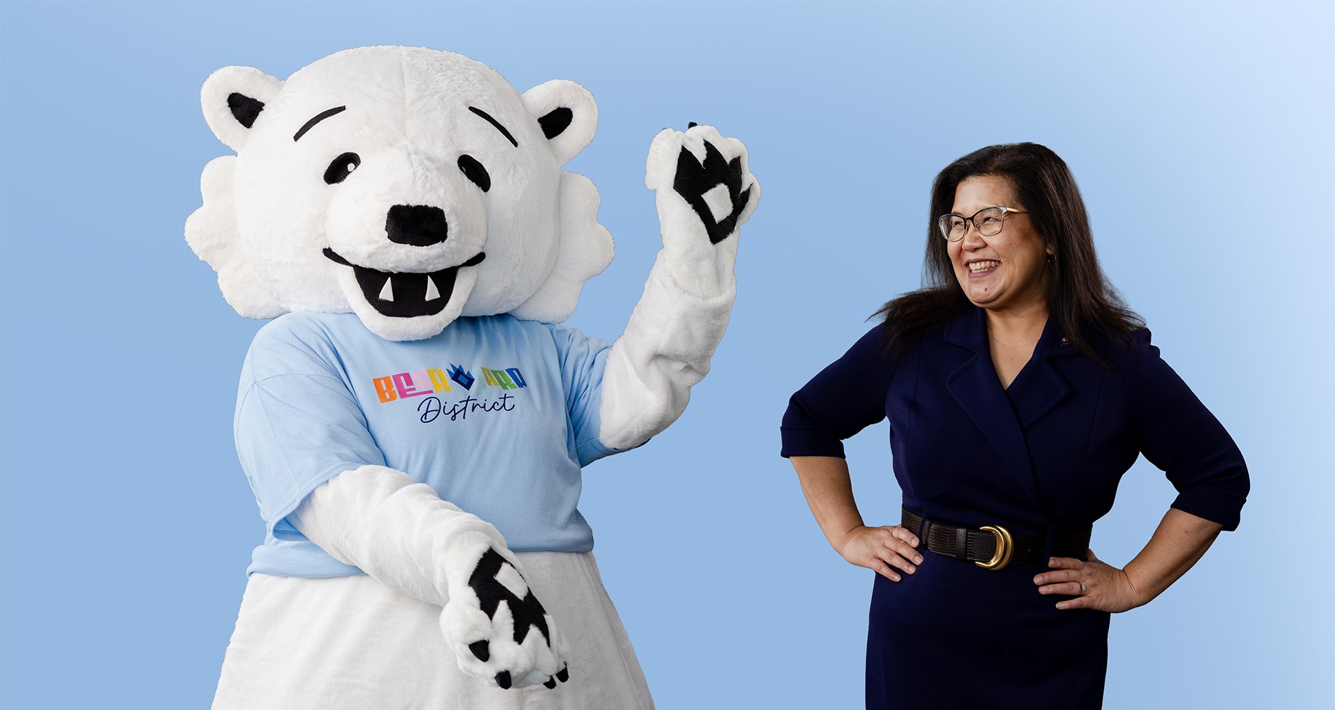 Matoskah poses with Mayor Khaoly Her in a studio portrait for the Bear + Larp District.