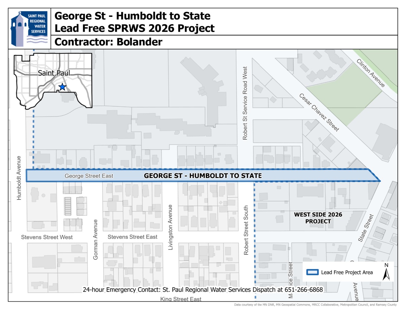 Map of George St Lead Pipe Replacement Project