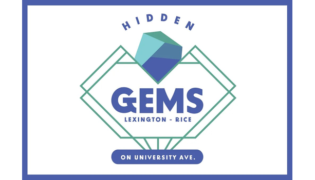 Hidden GEMS Lexington-Rice on University Ave. logo in a horizontal card format with a blue border.