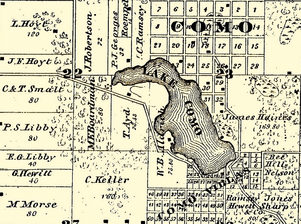 1867 Rose Township map showing Como Lake and Christopher Keller’s 160 acres.