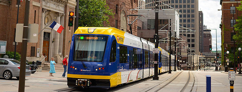 LRT Vehicle on Cedar Street Downtown