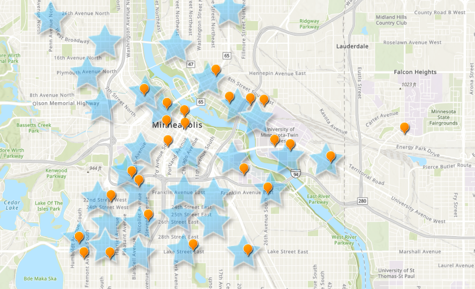 map of general Minneapolis locations