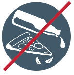 icon indicating no food or liquids allowed in recycling