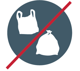 icon indicating no plastic bags allowed in recycling