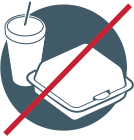 icon indicating no to-go containers allowed in recycling