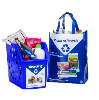 Image of a Recycling Tote and a Reusable Recycling Bag