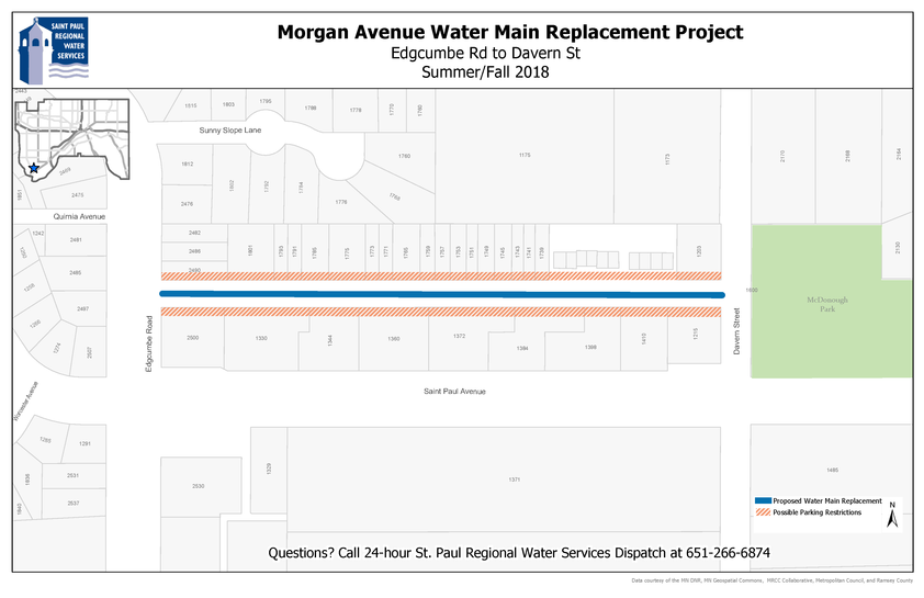 Map of Morgan Ave. water main replacement Map of Morgan Ave. water main replacement