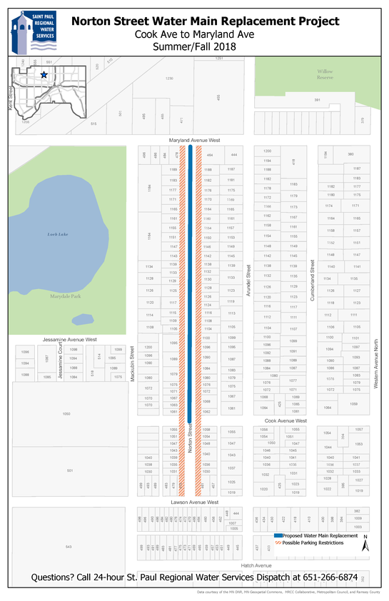 Map of Norton St. main replacement Norton Street main replacement map