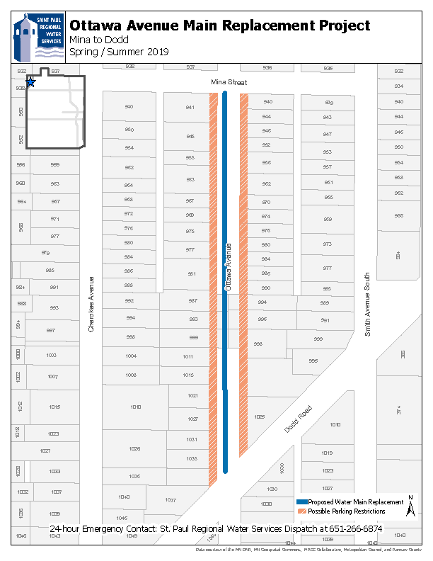 Ottawa Ave. Main Replacement Map of Ottawa Ave. Main Replacement work area
