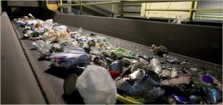 Image of recyclable material on the sorting line