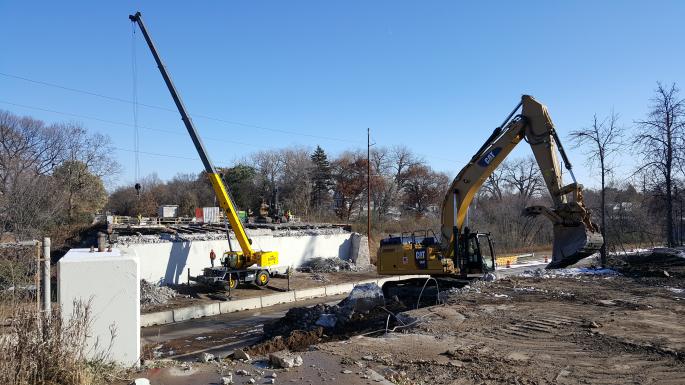 Slabs removed from span over Railroad