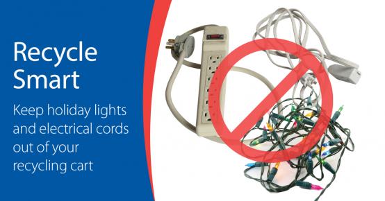 Recycle Smart - Keep Cords and Strings of Lights Out of Your Recycling Cart - Photo of various cords and string lights Recycle Smart - Keep Cords and Strings of Lights Out of Your Recycling Cart - Photo of various cords and string lights