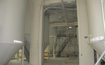 Photo of lime holding tanks in SPRWS water treatment building.
