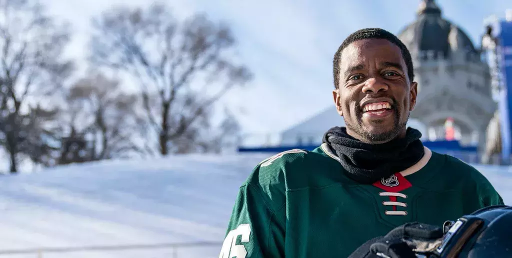 Mayor Carter in winter in front of cathedral