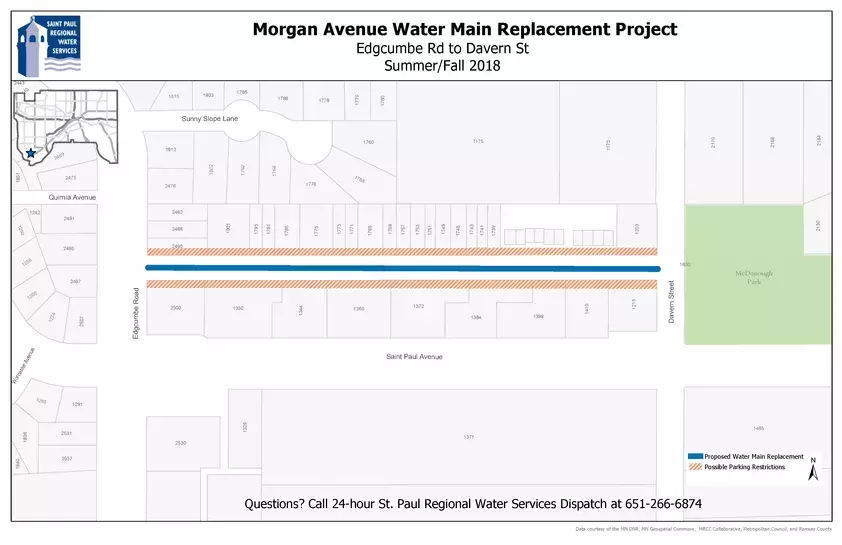 Map of Morgan Ave. water main replacement