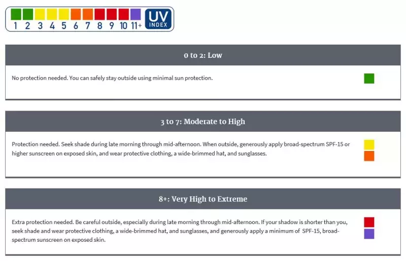 Infographic showing UV risks and levels