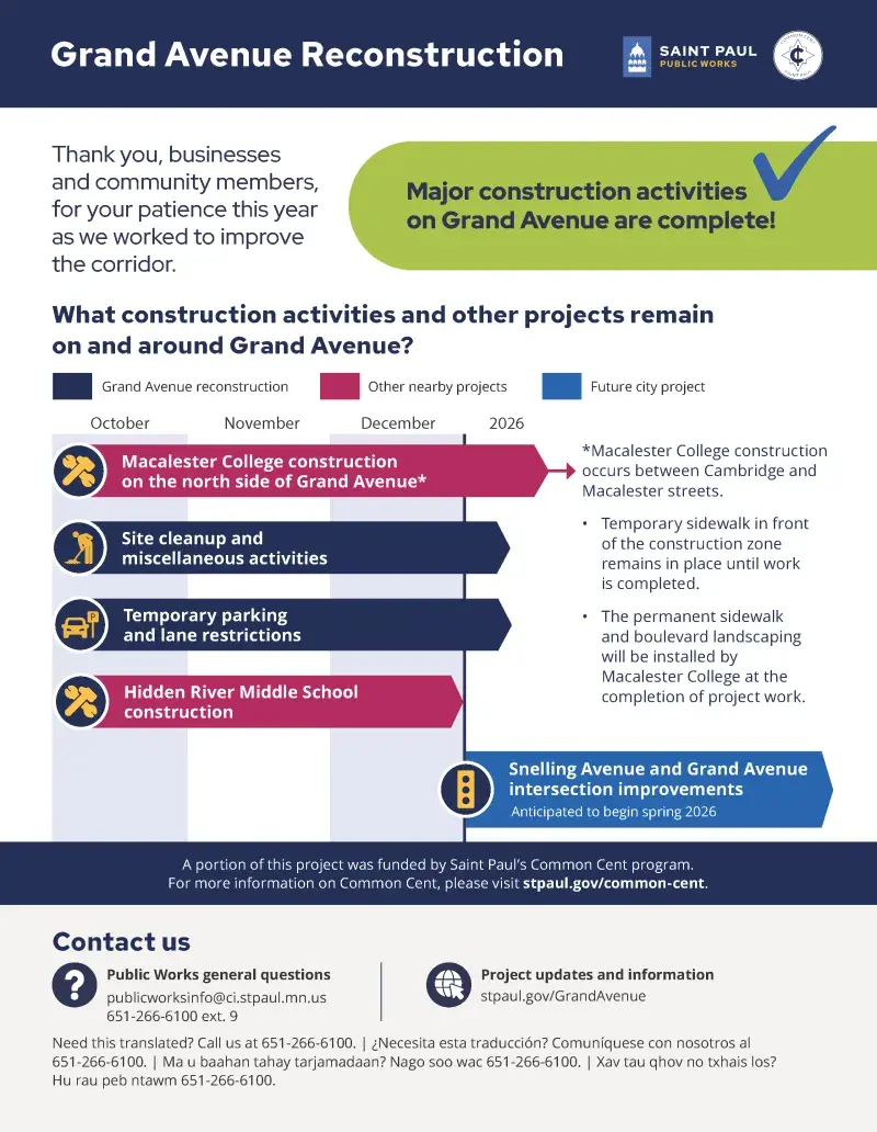 Grand Avenue Continued Construction Informational Flyer