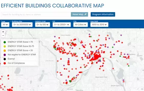 A map of efficient buildings collaborative properties. 