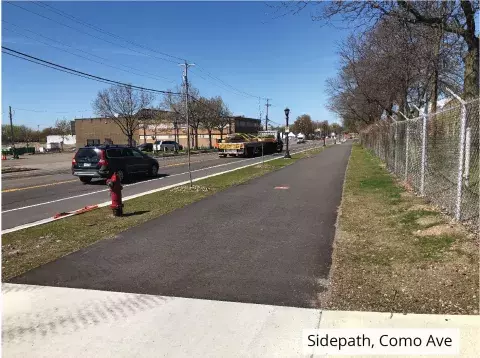Sidepath along Como Avenue near Fairgrounds, removed from street