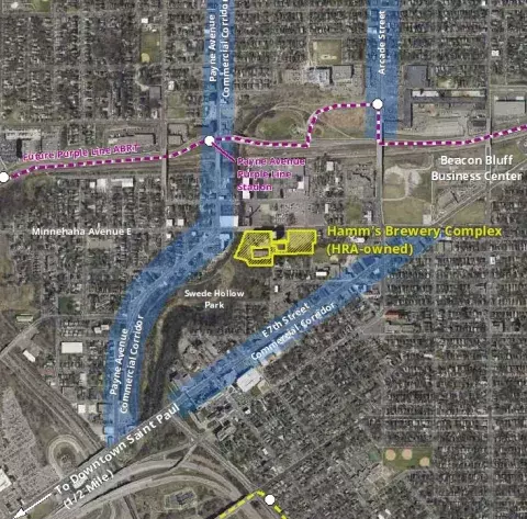 Map of Hamm's Brewery Site Location